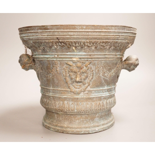 1299 - A bronze mortar, dated 1630, 21cm