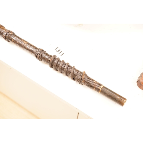 1314 - A ceremonial sword stick with removable brush end,