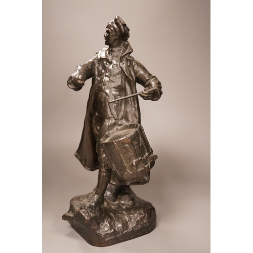 1324 - Alfred Frank Hardiman (1891-1949) bronze of a drummer, signed, 39.5 cm high