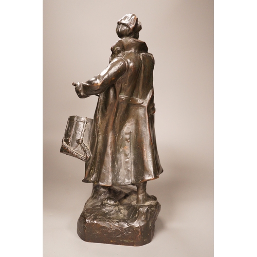 1324 - Alfred Frank Hardiman (1891-1949) bronze of a drummer, signed, 39.5 cm high