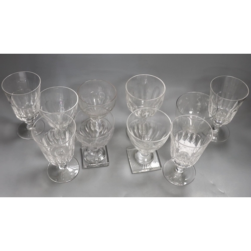 1326 - Group of ten 19th century wine glasses and rummers