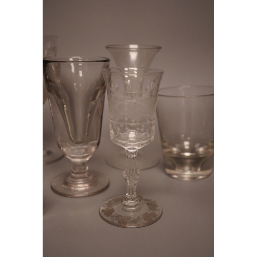 1339 - A group of eight 19th/20th century novelty or commemorative glasses, tallest 19.5 cm, including two ... 