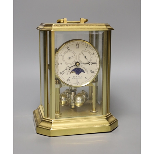 1349 - A four glass Sewills 400 day clock, 20cm high.