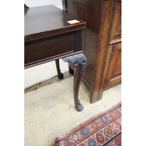 118 - A late 19th century Irish style mahogany serving table, length 138cm, depth 56cm, height 84cm