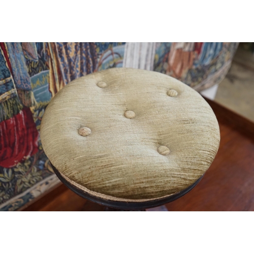 128 - An early Victorian rosewood circular piano stool, height 49cm