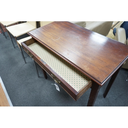 156 - A George III mahogany single drawer side table, width 86cm, depth 45cm, height 76cm