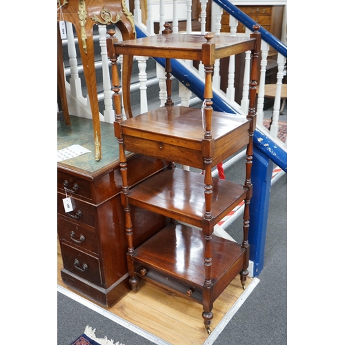 163 - A Victorian mahogany four tier whatnot, width 47cm, depth 40cm, height 132cm