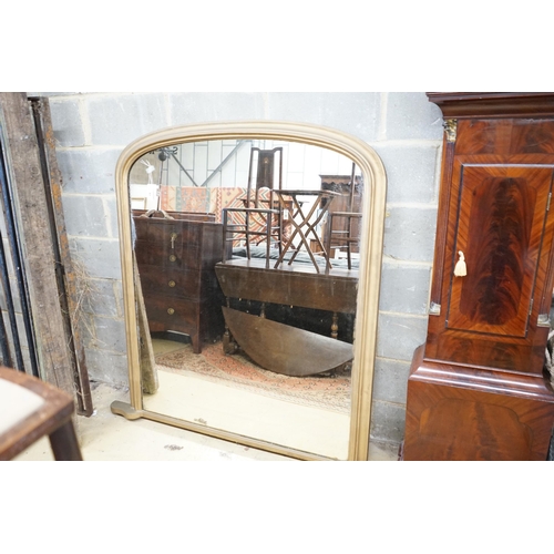 17 - A Victorian gilt framed overmantel mirror, re-painted, width 124cm, height 149cm