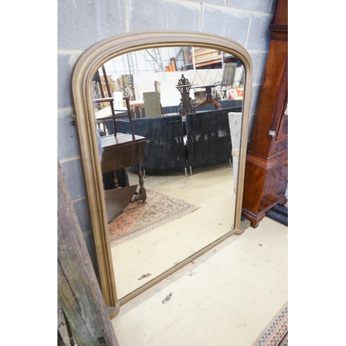 17 - A Victorian gilt framed overmantel mirror, re-painted, width 124cm, height 149cm