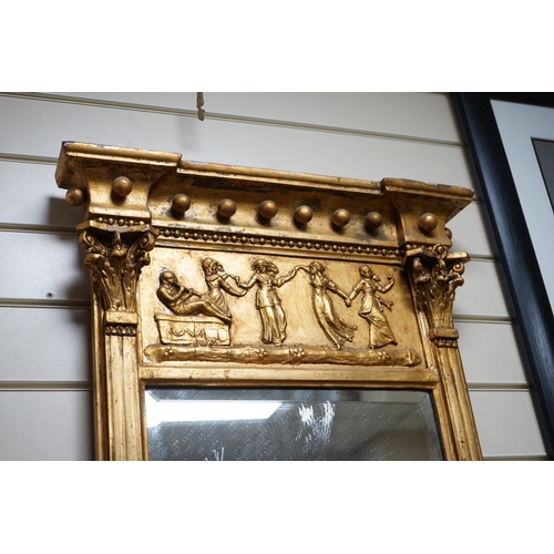 171 - A Regency giltwood and gesso pier glass, width 49cm, height 99cm