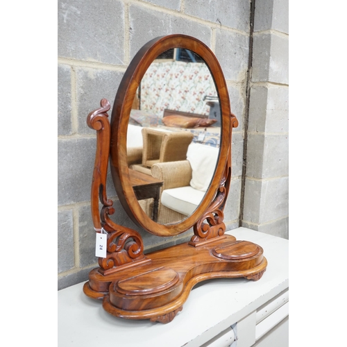 24 - A large Victorian mahogany toilet mirror, width 66cm, height 80cm