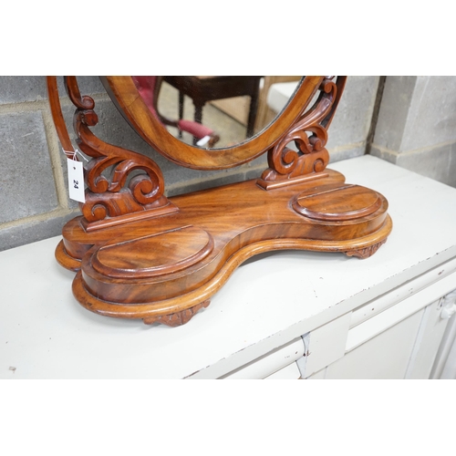 24 - A large Victorian mahogany toilet mirror, width 66cm, height 80cm