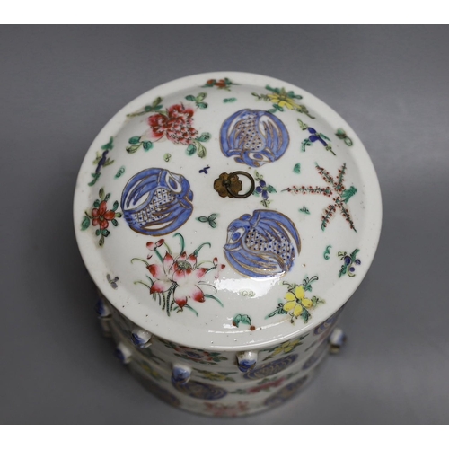 257 - An early 20th century Chinese porcelain stacking box, 17cm