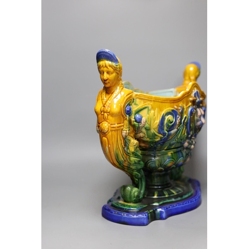 285 - A majolica style jardiniere, 49cm