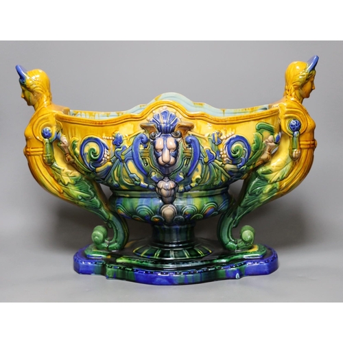 285 - A majolica style jardiniere, 49cm