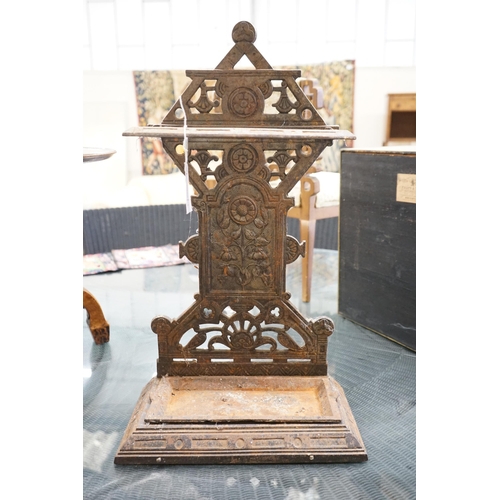 35 - A late Victorian aesthetic movement cast-iron stickstand, width 40cm, depth 22cm, height 69cm