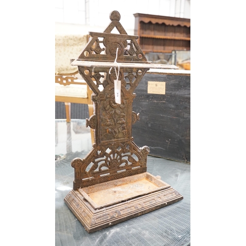 35 - A late Victorian aesthetic movement cast-iron stickstand, width 40cm, depth 22cm, height 69cm