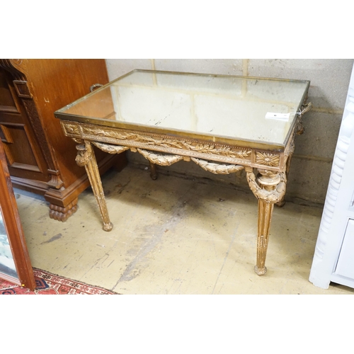 6 - An 18th century style rectangular giltwood and gesso mirrored tray top table, width 80cm, depth 56cm... 