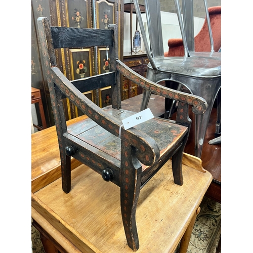 69 - A 19th century and later provincial painted child's chair