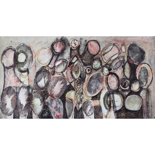 698 - Amil 62, mixed media on paper, Untitled, inscribed verso, 34 x 62cm, unframed