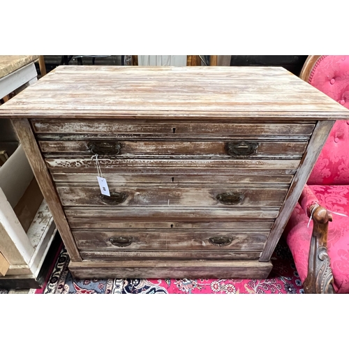 70 - An Edwardian bleached three drawer chest, width 91cm, depth 46cm, height 81cm