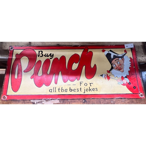 73 - A 'Vegan Joe' oil on board - 'Punch for all the best jokes', width 104cm, height 43cm