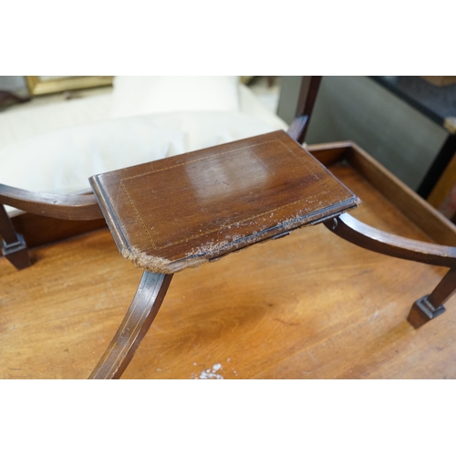 82 - An Edwardian rectangular mahogany hinged top writing table, width 62cm, depth 45cm, height 74cm... 