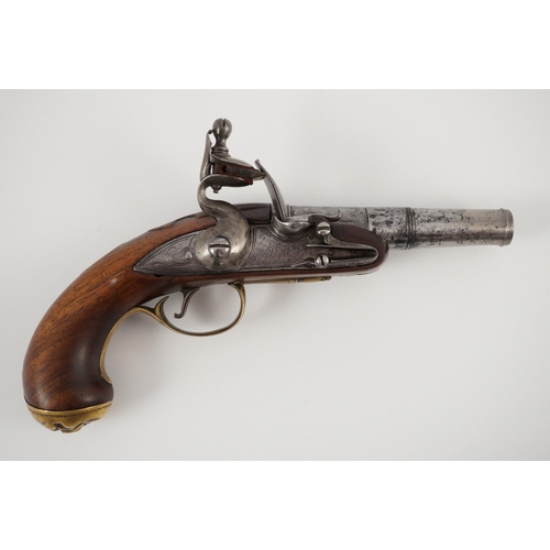 10 - Wilson of London. An early 18th century flintlock pocket pistol, with screw-off barrel and brass mou... 