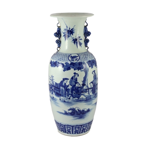 126 - A large Chinese blue and white vase, early 20th century, painted with scholars in a garden setting, ... 