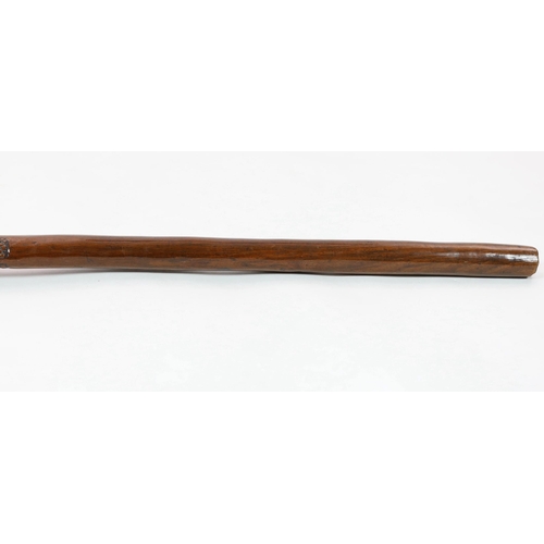 17 - A Fijian hardwood bladed war club, with relief carved decoration, 101cm long