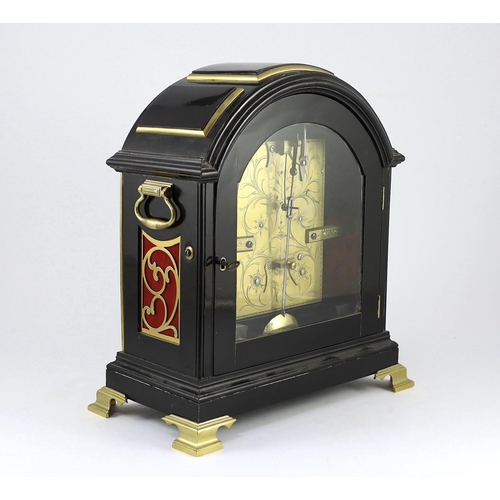 186 - James Stewart of Glasgow. A Regency brass mounted ebonised bracket clock, the circular Roman dial wi... 