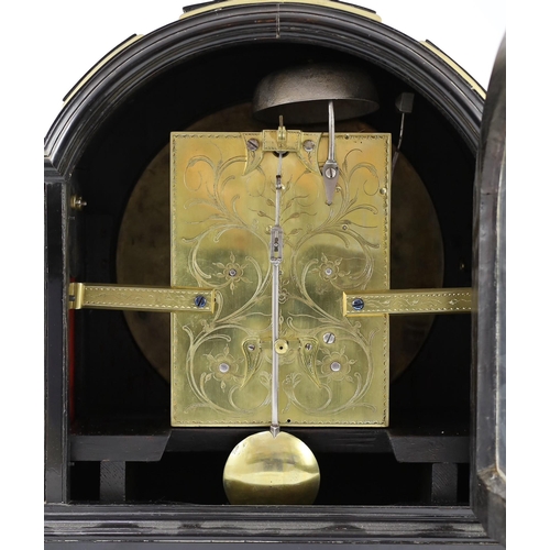 186 - James Stewart of Glasgow. A Regency brass mounted ebonised bracket clock, the circular Roman dial wi... 