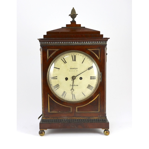 188 - Chater, Goswell Road, London. A Regency brass mounted mahogany eight day bracket clock, with stepped... 