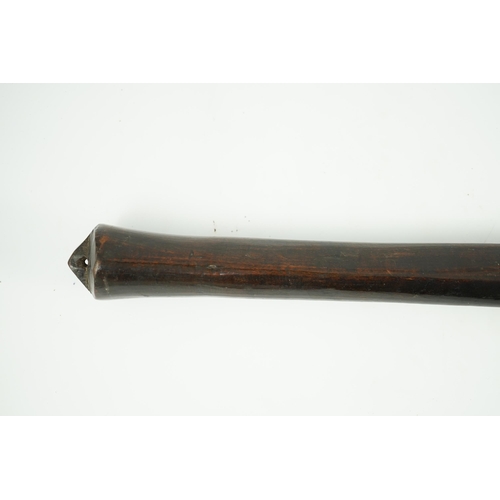 19 - A Bowai Fijian hardwood war club, of tapered triangular section with rounded handle, 65cm long... 