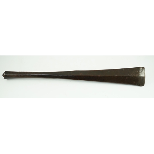 19 - A Bowai Fijian hardwood war club, of tapered triangular section with rounded handle, 65cm long... 