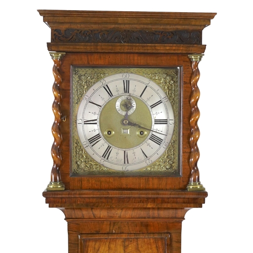 193 - John Miller of London, apprenticed to Joseph Knibb. A William III walnut eight day longcase clock, t... 