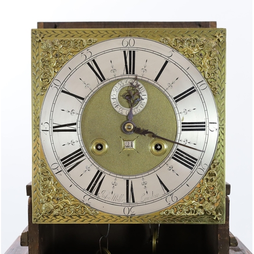 193 - John Miller of London, apprenticed to Joseph Knibb. A William III walnut eight day longcase clock, t... 