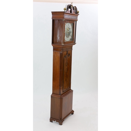 194 - Lees of Bury. A William IV boxwood strung mahogany eight day longcase clock, the painted square bras... 