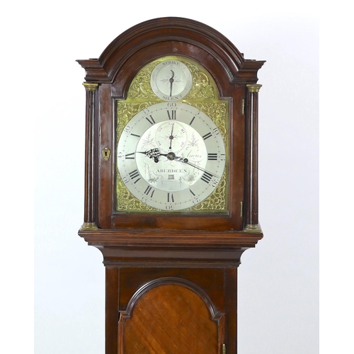 195 - George Angus of Aberdeen. A George III mahogany eight day longcase clock, with plain case and arched... 