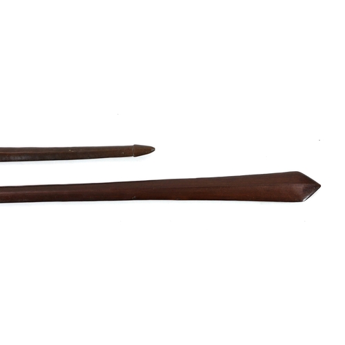 20 - Two Teivakatoga Fijian hardwood war clubs, 120cm and 106cm long