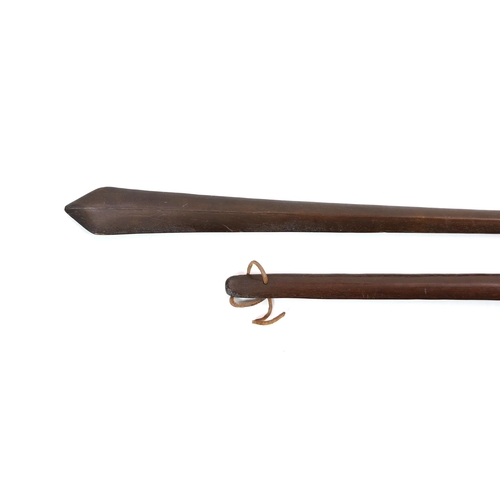 20 - Two Teivakatoga Fijian hardwood war clubs, 120cm and 106cm long