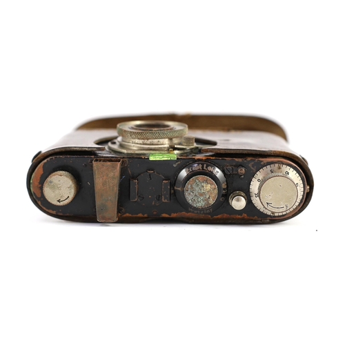 21 - PLEASE NOTE - A Leica 1, circa 1930 with Elmar 50mm f/3.5 lens, with original leather case,