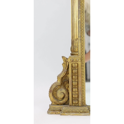 228 - A Victorian giltwood and gesso overmantel mirror, with foliate scroll carved frame, W.148cm H.173cm... 