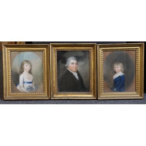 240 - English School c.1790-1810 pastels (3)Portraits of members of the Crosse family of Shaw Hill23 x 18c... 