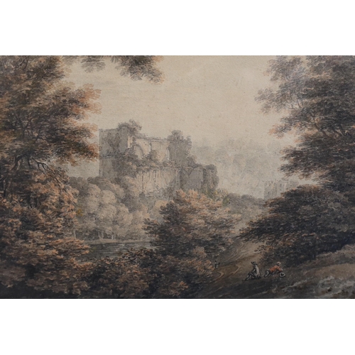 252 - Thomas Hearne (1744-1817) 'Chepstow Castle from the woods above the River Wye'watercoloursigned14.75... 