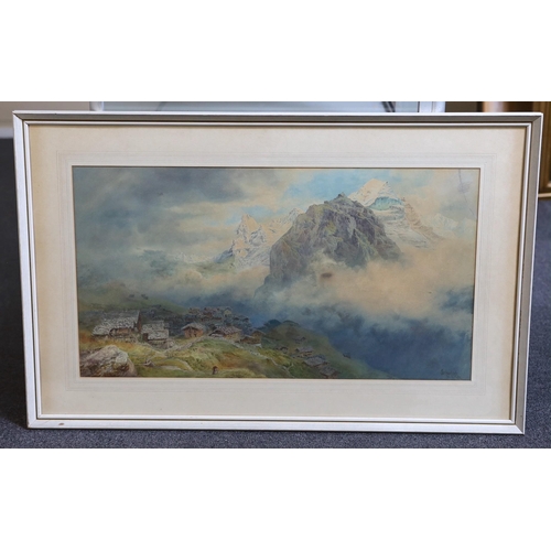 265 - Arthur Croft (1828-1893) The Eiger and Jungfrau from Murrenwatercoloursigned and dated 187238 x 69cm... 