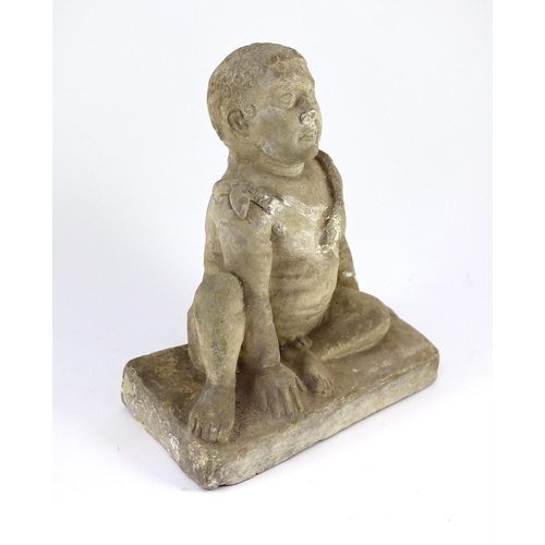 28 - A Cypriot terracotta seated figure of a temple boy, Cypro-Classical II, c.4th century B.C., hollow m... 