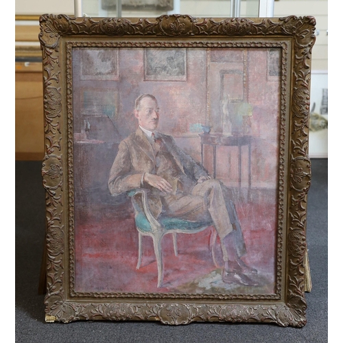 292 - § § Philip Connard R.A. (1875-1958) Portrait of a seated gentlemanoil on canvassigned76 x 64cm... 