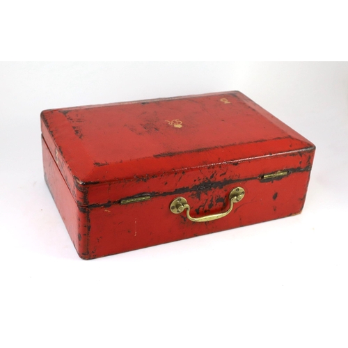 3 - ° ° A George VI red morocco leather government despatch box, embossed in gold with the royal cypher ... 