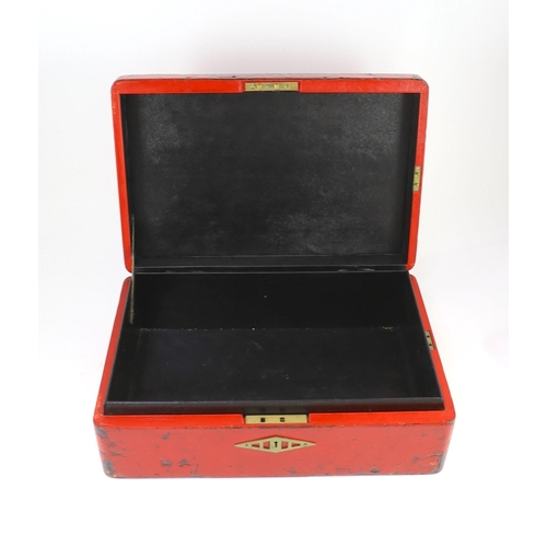 3 - ° ° A George VI red morocco leather government despatch box, embossed in gold with the royal cypher ... 